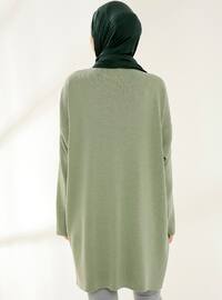 Green Almond - Checkered - Polo neck - Unlined - Knit Tunics