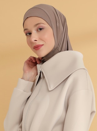Düz Hijab Spor Bone - Koyu Vizon - Tuva