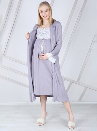 Gray - Maternity Pyjamas - PİERRE CARDİN