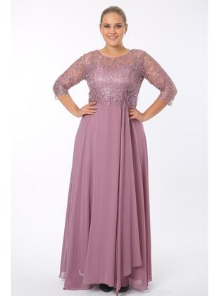 Lilac - Modest Plus Size Evening Dress - Arıkan