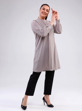 Button Detailed Tunic Gray