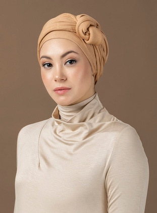 Wired Ready to Wear Turban - Timeless Beige - Halima X Modanisa
