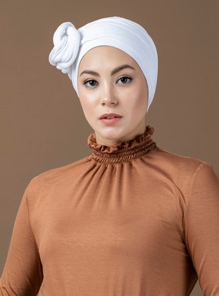 Wired Ready to Wear Turban - Pure White - Halima X Modanisa