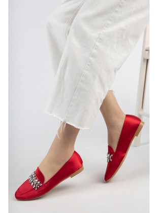 Red - Flat Shoes - Moda Değirmeni