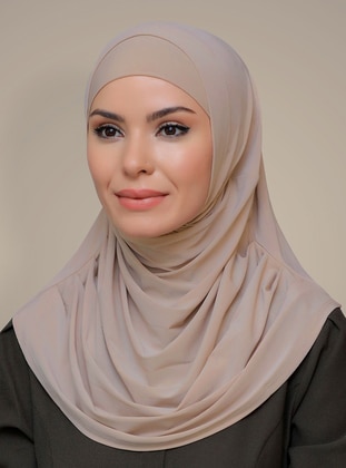 Practical Ready Made Fitted Hijab Scarf Sandy Fabric  Scarf Beige