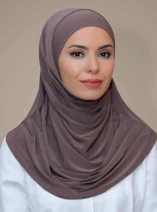 Practical Ready Made Fitted Hijab Scarf Sandy Fabric  Scarf Mink