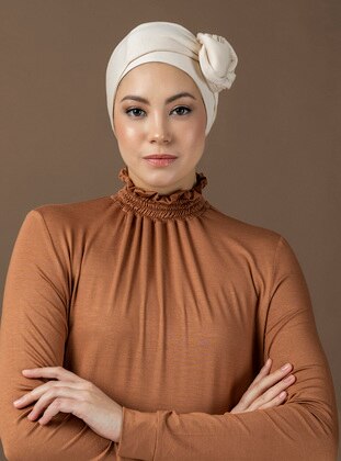 Wired Ready to Wear Turban - Silk Beige - Halima X Modanisa