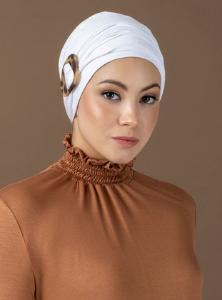 Instant Turban Pure White With Buckle Instant Scarf