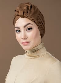Cross Piece Readymade Turban Soft Coffee Color Instant Scarf
