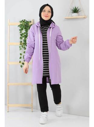 Lilac - Unlined - Crew neck - Topcoat