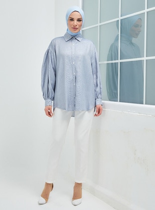  - Silvery - Point Collar - Cotton - Tunic - Topless