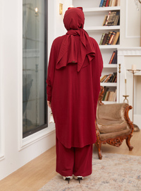 Maroon - Unlined - Rayon - Suit