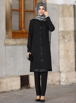 Black - Unlined - Suit - miss aymina