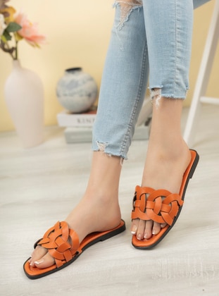 Orange - Sandal - Slippers - Ayakkabı Havuzu