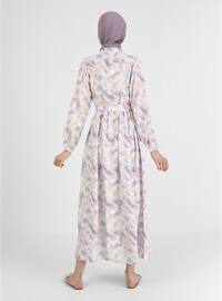 Lilac - Multi - Point Collar - Unlined - - Viscose - Modest Dress