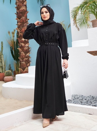Black - Unlined -  - Modest Dress - Neways