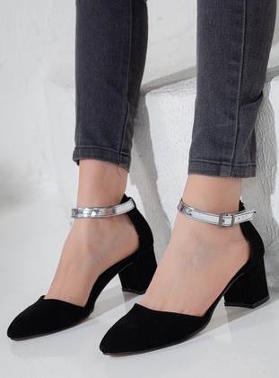 Black - Silver Color - Black - High Heel - Heels - Shoescloud