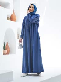 Indigo - Unlined - Rayon - Modest Dress