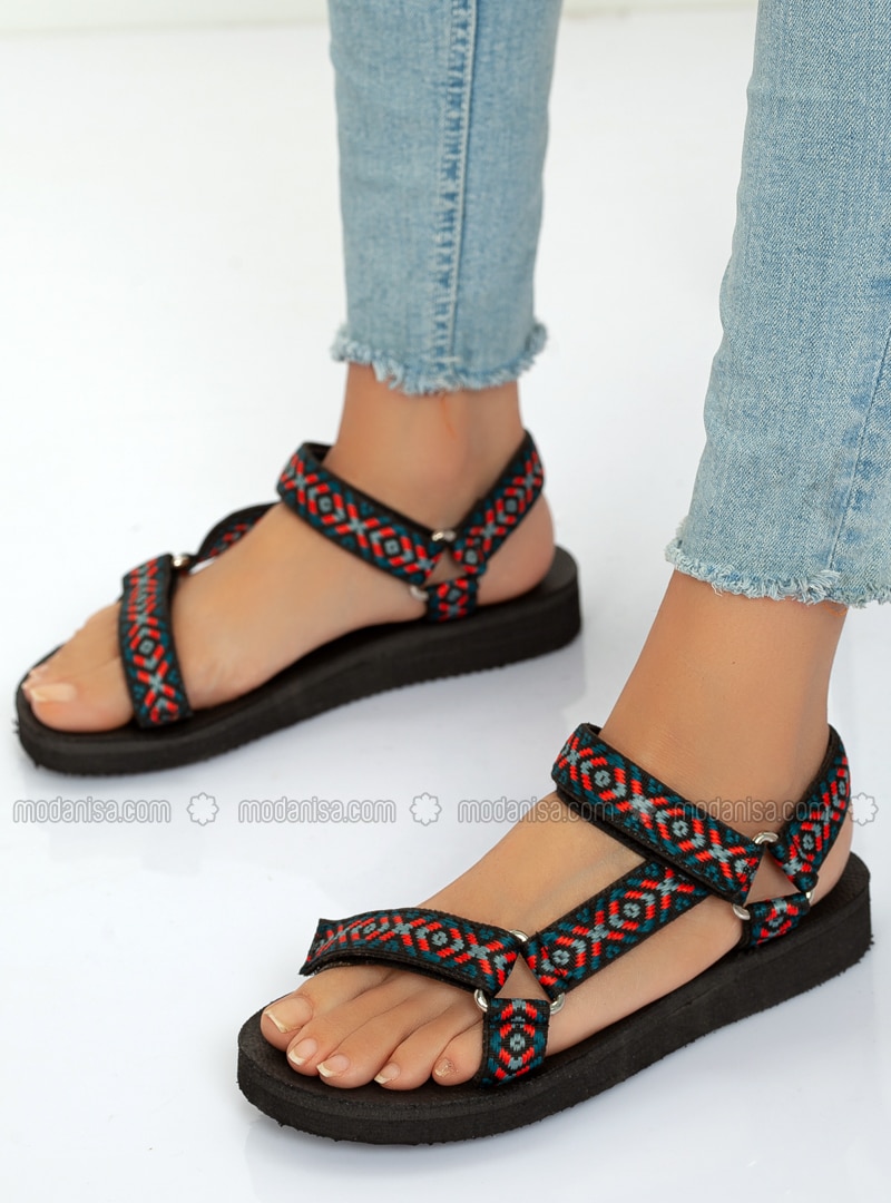 Multi Color - Flat Sandals - Sandal - Sandal