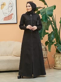 Black - Unlined - Cotton - Abaya