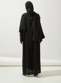 Black - Unlined - V neck Collar - Abaya