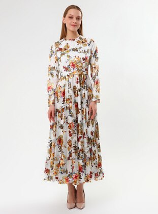 Fully Lined - Floral - Multi - Crew neck - Evening Dresses - Asee`s