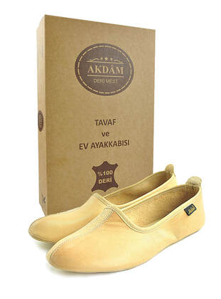 100% Leather Haj Umrah Tawaf And Home Shoes - Cream