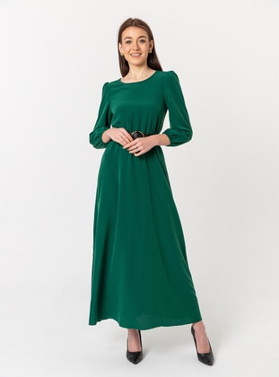 Emerald - Crew neck - Unlined - Cotton - Modest Dress - Nurkombin