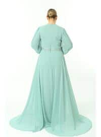 Green - Modest Plus Size Evening Dress