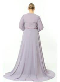 Plus Size Long Hijab Evening Dress Lila