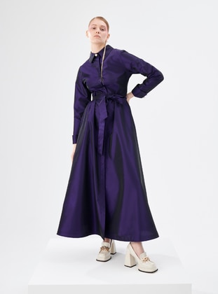 Purple - Unlined - Point Collar - Abaya - Nuum Design