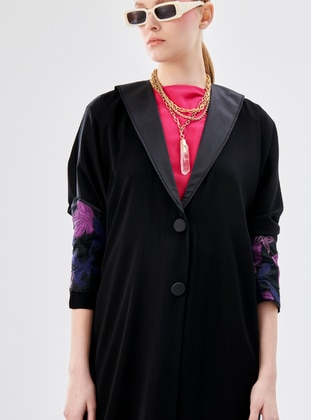 Black - Unlined - Shawl Collar - Abaya - Nuum Design