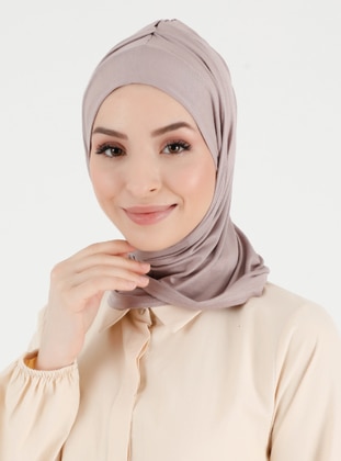 Pleated Isra Straight Instant Hijab Smoke Rose Instant Scarf