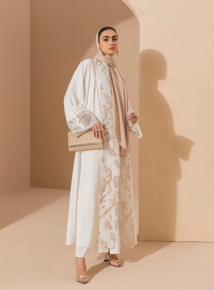White - Unlined - Shawl Collar - Abaya - Nuum Design