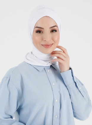 Pleated Isra Plain Instant Hijab White Instant Scarf