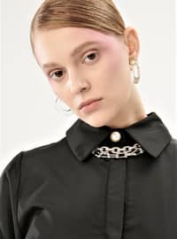Black - Unlined - Point Collar - Abaya