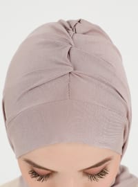Pleated Isra Straight Instant Hijab Smoke Rose Instant Scarf