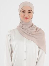 With Undercap Plain Chiffon Shawl 12 Light Beige