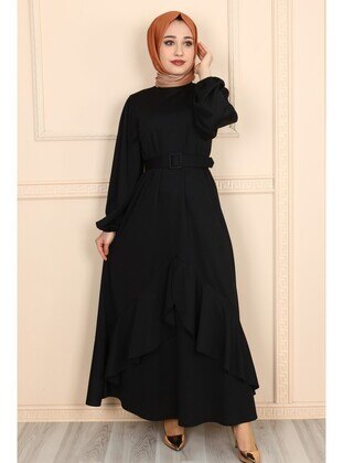 Black - Modest Dress - Eymina