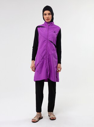 Purple - Fully Lined - Full Coverage Swimsuit Burkini - Ranuna