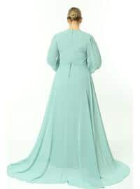 Green - Modest Plus Size Evening Dress - Arıkan