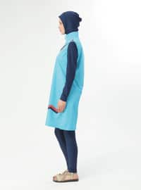 Turquoise - Unlined - Full Coverage Swimsuit Burkini
