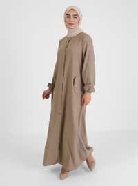 Full Length Button Detailed Abaya Abaya Abaya Cape Mink