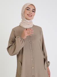 Full Length Button Detailed Abaya Abaya Abaya Cape Mink