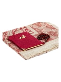 Prayer Rug Box Set - Velvet Covered Yasin - Prayer Rug - Rosary Tasbih - Burgundy Color