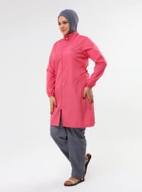 Pink - Unlined - Full Coverage Swimsuit Burkini