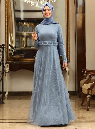 Şeyma Hijab Evening Dress Indigo