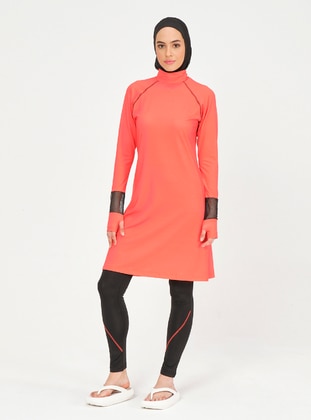 Orange - Full Coverage Swimsuit Burkini - Alfasa