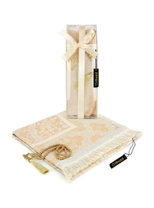 Special Prayer Rug Box Set Mawlid Gift Cream Color