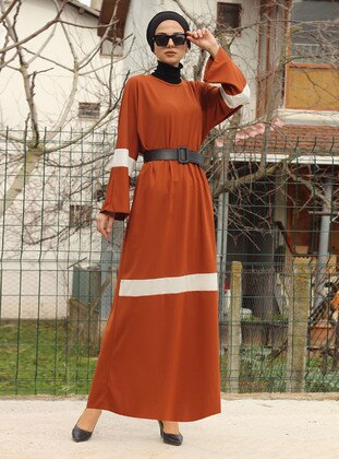 Terra Cotta - Unlined - Modest Dress - Melek Aydın